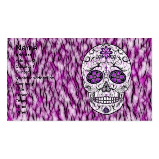 Day of the Dead Sugar Skull - Pink & Purple 1.0 Business Card (front side)