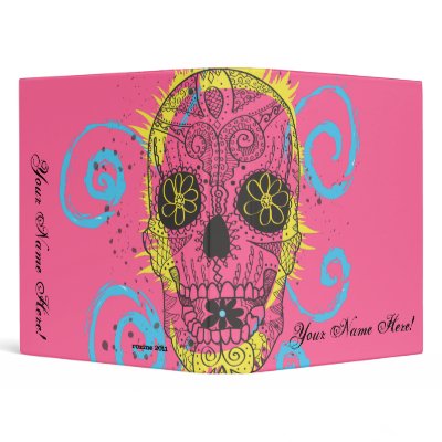 Day of The Dead Sugar Skull Tattoo Design 3 Ring Binder by binderz