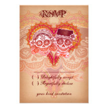 Day of the Dead Sugar Skull Wedding RSVP Cards Invites