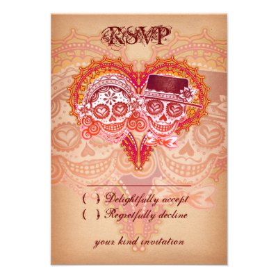 Day of the Dead Sugar Skull Wedding RSVP Cards Invites