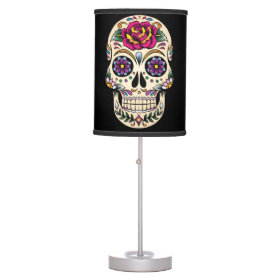 Day of the Dead Sugar Skull with Rose Lamp