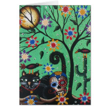 Day Of The Dead, Sugar Skulls, Black Cat, By Lori Greeting Card