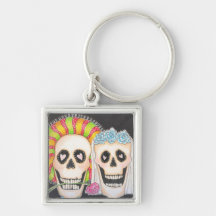 Day of the Dead Wedding Keychain