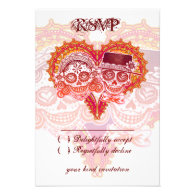 Day of the Dead Wedding RSVP Cards - Sugar Skulls Personalized Invitations