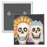 Day of the Dead Wedding Square Button