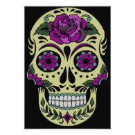 Day of the Dead with Purple Rose Personalized Invitation