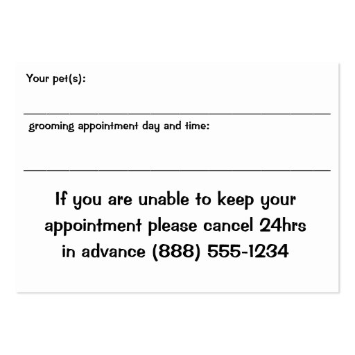 Day Spa And Appointment Card Business Card Templates (back side)