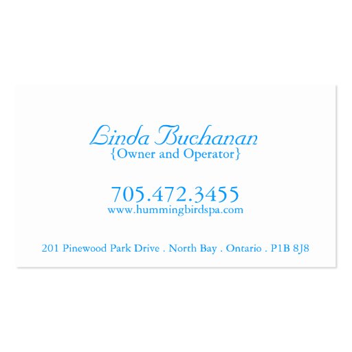 Day Spa Business Card (back side)