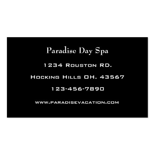 Day Spa Business Card (back side)