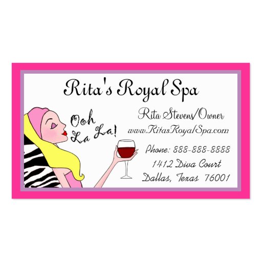 Day Spa Business Cards (front side)