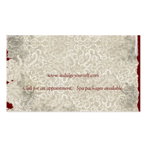 Day Spa Business Cards (back side)