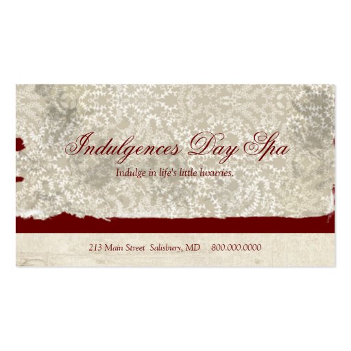 Day Spa Business Cards (front side)