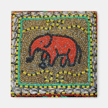 Dayak Elephant Native Tribal Art Magnets