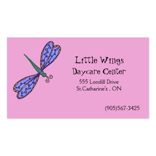 Daycare and Child Care Business Card - Dragonfly (front side)