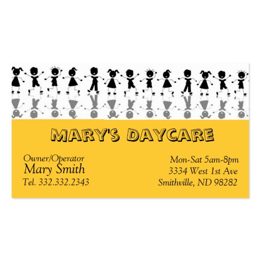 Daycare Buisness Card Business Cards (front side)