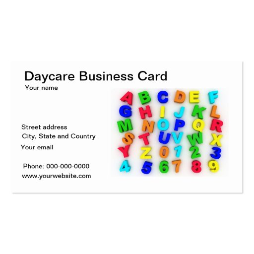 Daycare business card (front side)