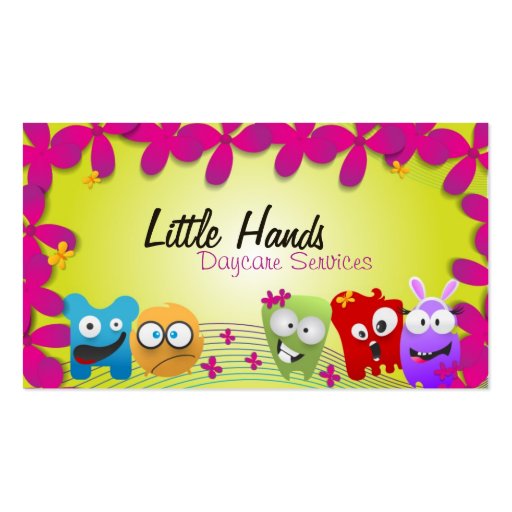 Daycare Business Card - Colorful Little Monsters (front side)