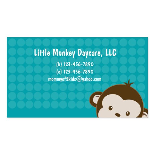 Daycare child care babysitting Mommy calling card Business Card Templates (front side)