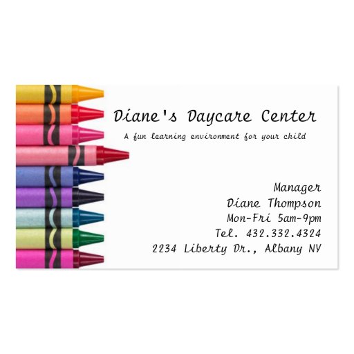Daycare Childcare Business Card (front side)