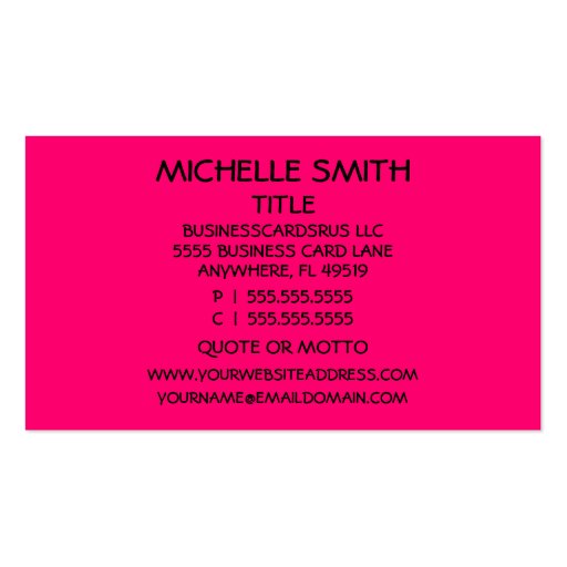 Daycare Provider Baby and Hot Pink Business Card (back side)