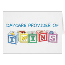 Daycare Provider of Twins Blocks Greeting Card
