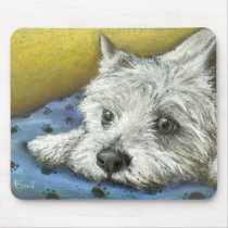 Daydreaming westie mouse mats