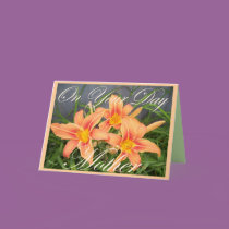 DAYLILIES ON BLUE MOTHER'S DAY CARD by dequilla DAYLILIES ON BLUE MOTHER'S DAY CARD