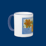 Daylily 11oz blue trim Mug mugs