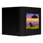 Days End at the Beach with Umbrella and Chair 3 Ring Binders