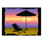 Days End at the Beach with Umbrella and Chair Invite