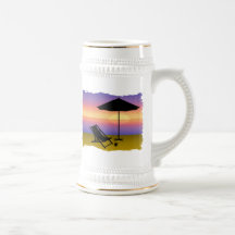 Days End at the Beach with Umbrella and Chair Coffee Mug
