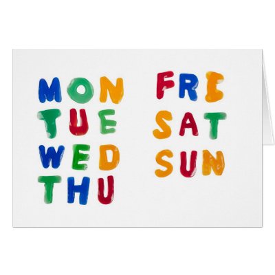 days of the week each card