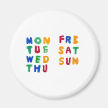 Days of the week refrigerator magnet