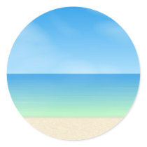 Daytime Beach Scene: Round Stickers