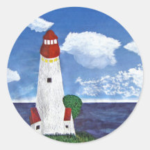 Daytime Lighthouse with Ocean View Painting Stickers