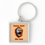 Daytona Beach Bike Week Skull flaming Key Chain