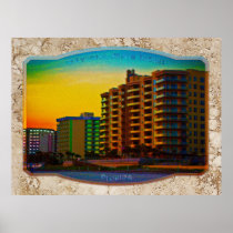 Daytona Beach Shores Coastal Resorts Framed Art Poster