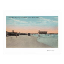 Daytona, FL - View of Beach with Cars & Postcards