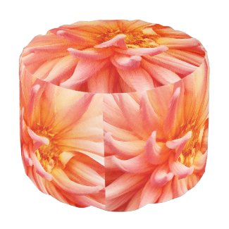 Dazzling Dahlia Flower Round Pouf