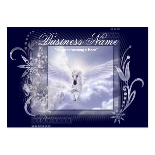 Dazzling Flying Unicorn Chubby Business Cards (front side)