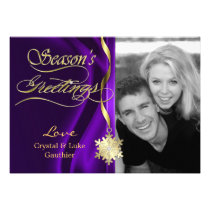 Dazzling Purple Sparkle Snowflake Holiday Card