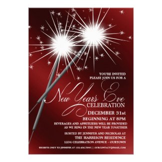 Dazzling Sparklers New Years Eve Party Invitations
