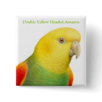 Dbl Yellow Headed Amazon Parrot Pin buttons by twopurringcats Dbl Yellow Headed Amazon Parrot Pin buttons