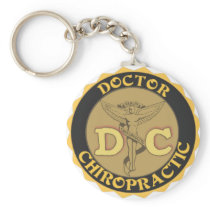 DC LOGO - DOCTOR CHIROPRACTIC CADUCEUS KEYCHAINS