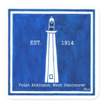 DD118 POINT ATKINSON LIGHTHOUSE, WEST VANCOUVER SQUARE STICKER