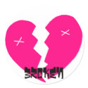 dead broken heart sticker
