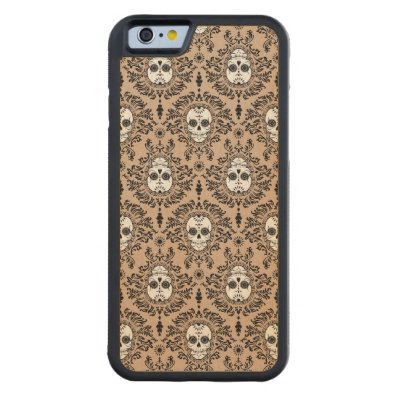 Dead Damask Sugar Skulls Wood Phone Case