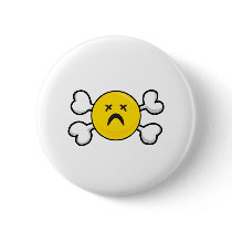 dead depressed smiley Skull and Crossbones buttons