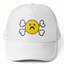 dead depressed smiley Skull and Crossbones hats