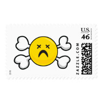 dead depressed smiley Skull and Crossbones postage